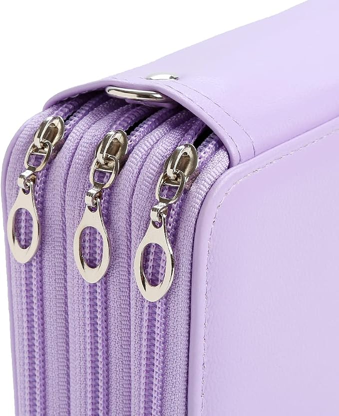 PU Pencil Case with 72 Slots - Colored Pencil Case Organizer with Zipper for Watercolor Pens or Markers