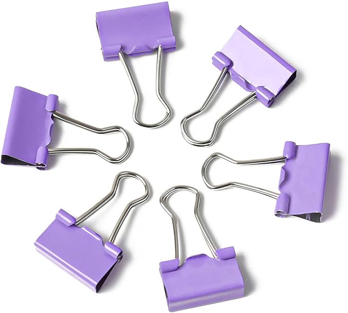 30 Pack Medium Purple Binder Clips 1-1/4 Inch (32 mm), Colored Middle Size Paper Clamps, Large Big Paper Clips for Office Home School Business 1.25"