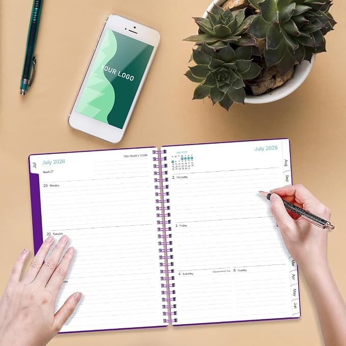 2026-2027 Planner - A5 Weekly & Monthly Planner Spiral Bound, July 2026 - June 2027, with Flexible Cover, Tabs, Inner Pocket, 6.4" x 8.5", Purple