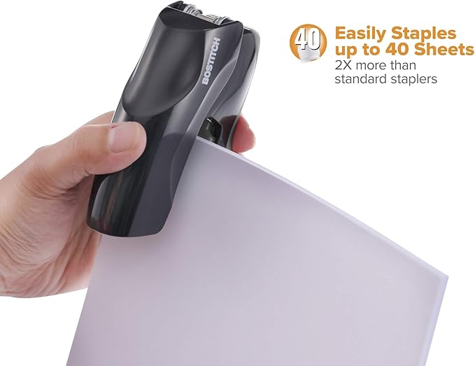 Bostitch Office Heavy Duty 40 Sheet Stapler with 5,000 Staples, Small Stapler Size, Fits into the Palm of Your Hand, Value Pack, Black (B175-BLK-VP)