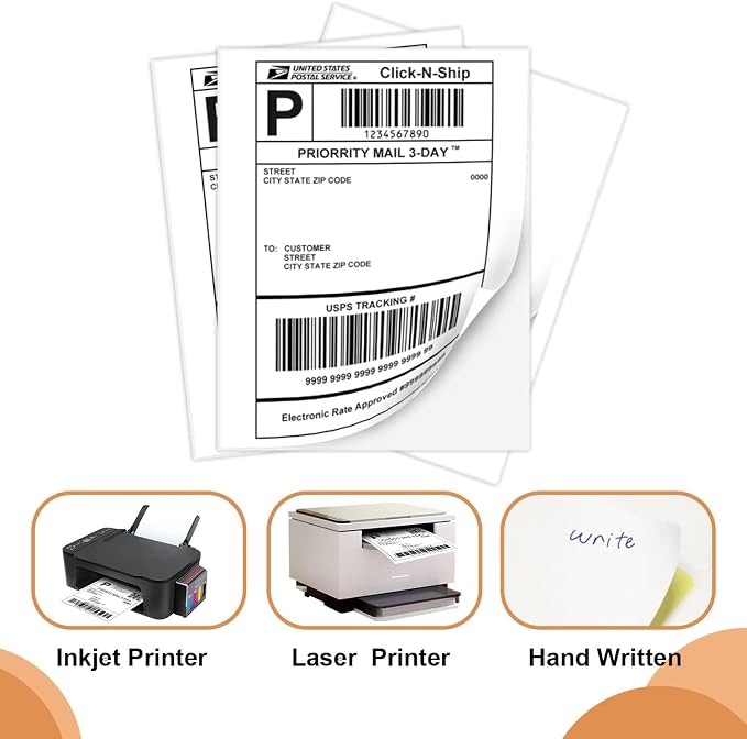 Full Sheet Labels 8.5 X 11, White Matte Sticker Paper, Laser/Inkjet Printing, 1 Up Shipping Mailing Address Storage Bin Stickers 8-1/2" x 11"(200 Sheets 200 Labels)