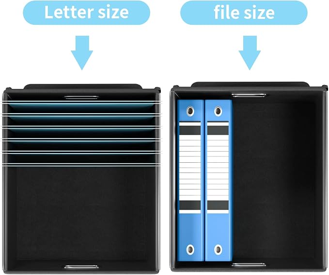 File Organizer Box with Lid, Collapsible File Folder Organizer for Office Document Storage, Filing Box with Plastic Slide for Letter Size Hanging File Folders(1 Pack, Sky-blue)