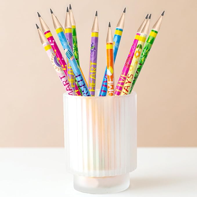 Fancy Land Inspirational Pencils with Eraser, Motivational Sayings, 50PCS | Wooden, Motivational Sayings, Classroom School Teacher Award, For Kids