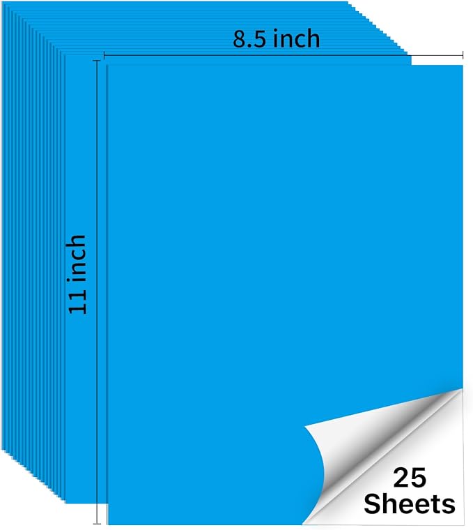 Matte Blue Printable Sticker Paper, 25 Sheets Printable Sticker Paper, Laser/Inkjet Printing- Letter Size (8.5" x 11")
