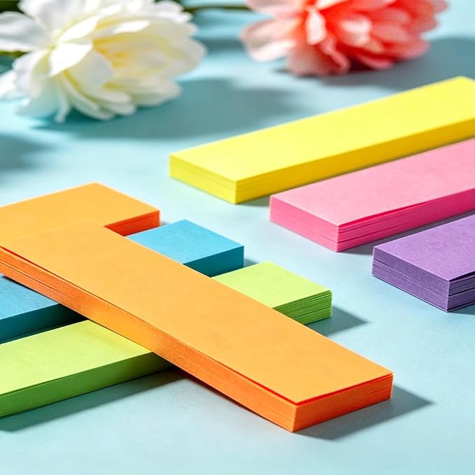 Sticky Notes Small Sticky Notes 30 Pads 6 Colors Mini Long Self-Stick Stickies Note Flags Tabs 0.6×3 100 Sheets Teacher Back to School Supplies and Oﬃce Products