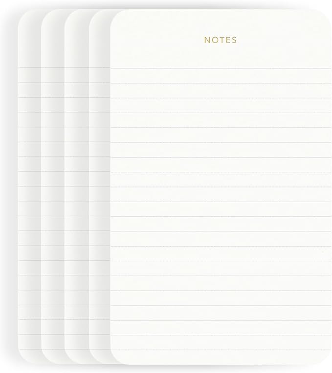 Pinesman - Elegant Desk Notepads for Professionals, Executive's Memo Pads, Minimalist, Gold Foiled, Lined, 5 Pack, 375 Sheets Total (75 Each), 6.3" x 3.9”, 95 GSM, Eco-friendly, FSC™ Certified