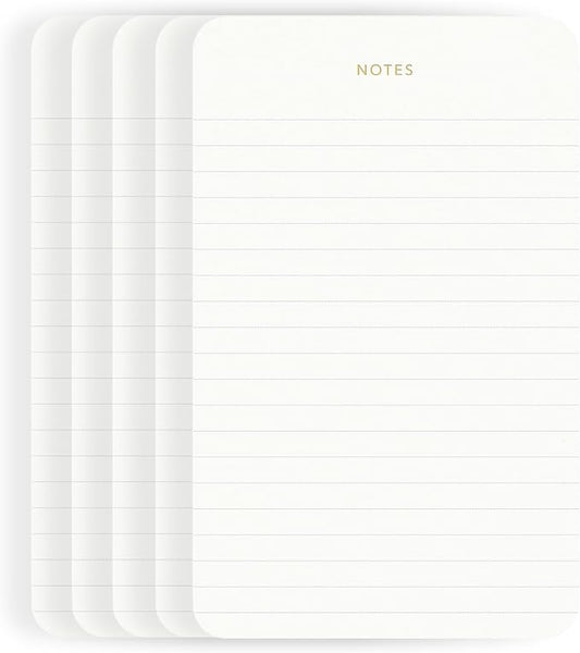 Pinesman - Elegant Desk Notepads for Professionals, Executive's Memo Pads, Minimalist, Gold Foiled, Lined, 5 Pack, 375 Sheets Total (75 Each), 6.3" x 3.9”, 95 GSM, Eco-friendly, FSC™ Certified