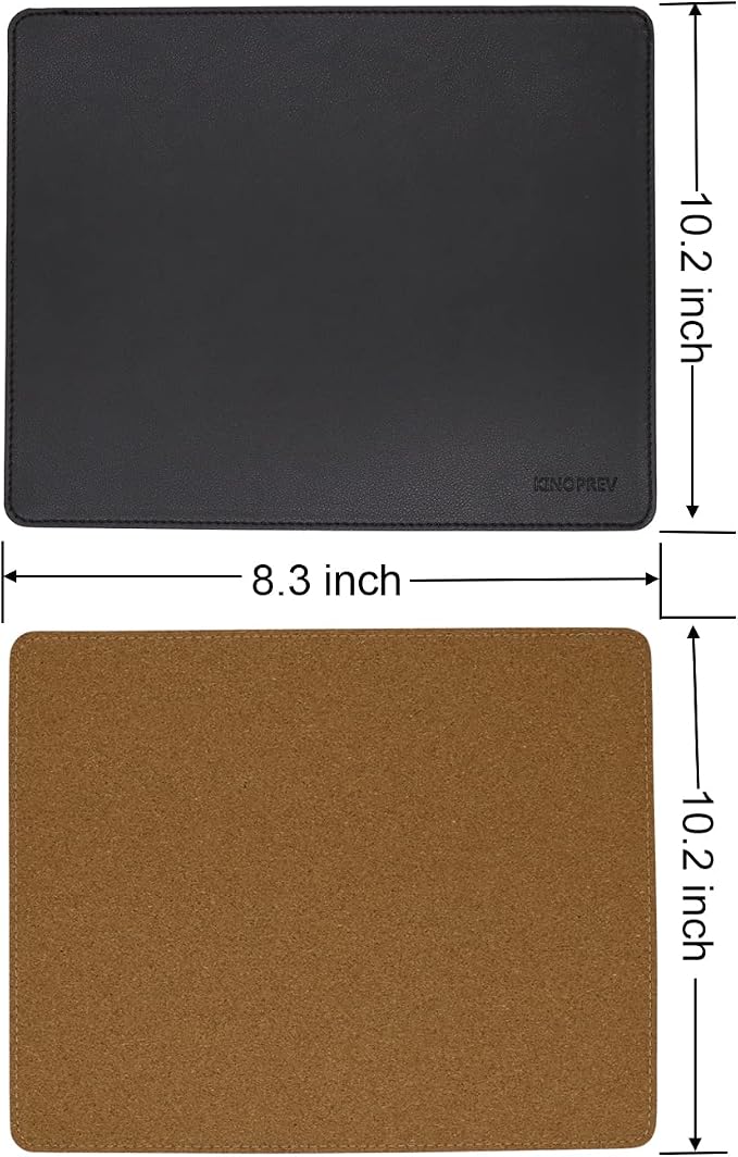 Leather Mouse Pad - Wood Mouse Pads with Stitched Edge,PU Non-Slip Mouse Mat,Double Side Mousepad,Waterproof Gaming Mouse Pad for Desk,Laptop,Office & Home,10.2" x 8.3",1 Pack (Black)