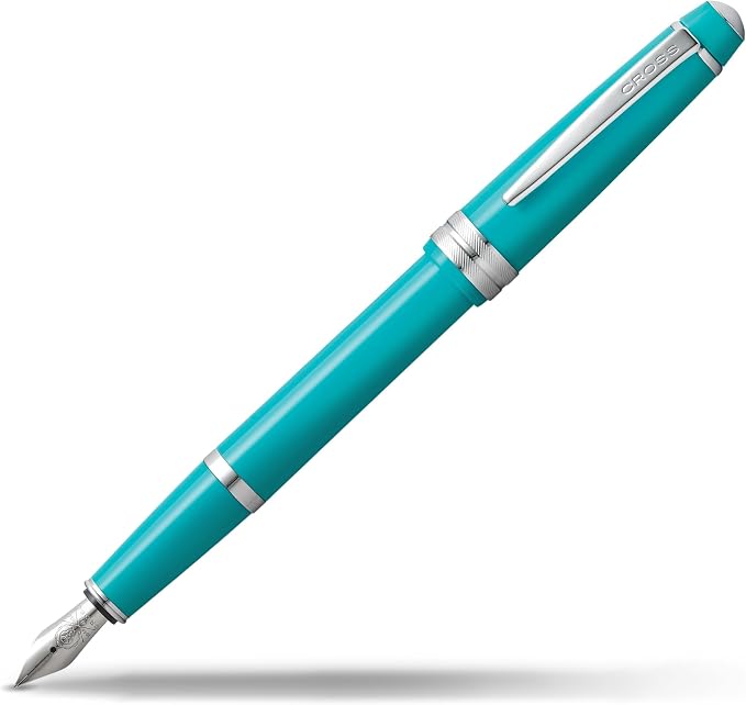 Cross Bailey Light Polished Teal Resin Extra Fine Nib Fountain Pen - Professional Pen for Effortless Writing - Journaling, Note-Taking & More - Black Ink - Easy Handling - Includes Gift Box