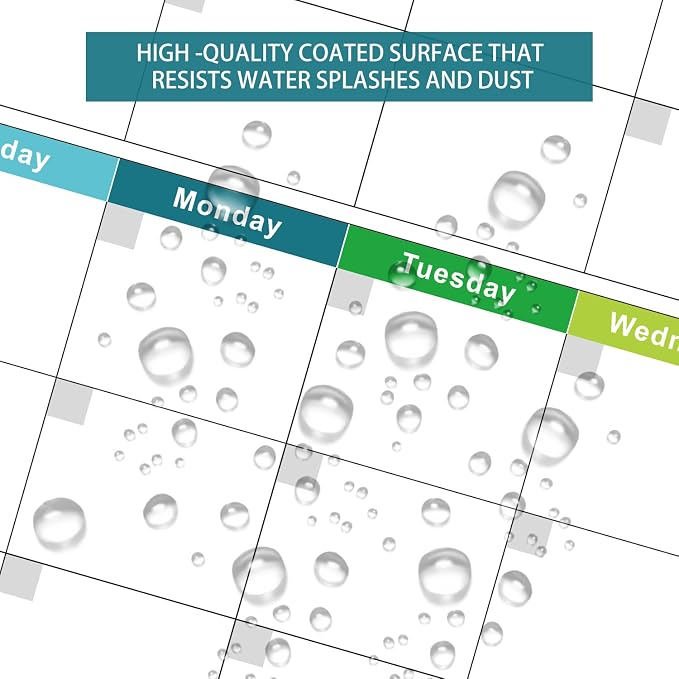 Dry Erase Calendar for Wall 24x36in Undated 3 Month Celendar with 4 Markers | Colorful Layout Reusable PET Erasable Surface, Large 3-Month View, Easy to Write and Wipe Clean