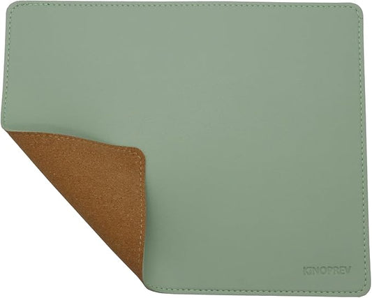 Leather Mouse Pad - Wood Mouse Pads with Stitched Edge,PU Non-Slip Mouse Mat,Double Side Mousepad,Waterproof Gaming Mouse Pad for Desk,Laptop,Office & Home,10.2" x 8.3",1 Pack (Olive Green)