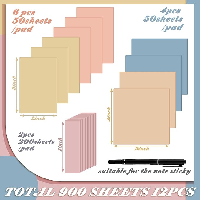 900 Pcs Transparent Sticky Notes Bulk Pastel See Through Sticky Notes Clear Books Annotation Tabs Self Adhesive Waterproof Translucent Back to School Bible Accessories Office Supply(Cute Color)