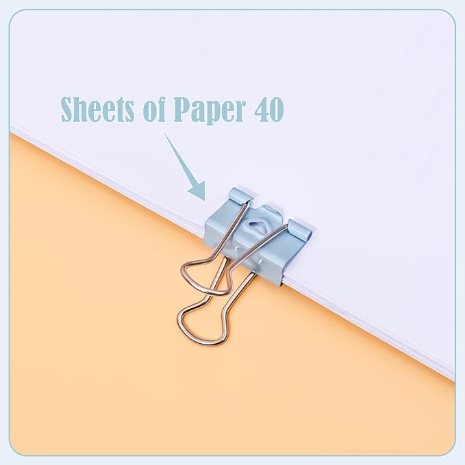 BAYTORY 40Pcs Pastel Binder Clips, 3/4 Inch (19 mm) Small Binder Clips | with Clear Storage Container, Paper Clamps for School Teachers Office Supplies (19 mm)