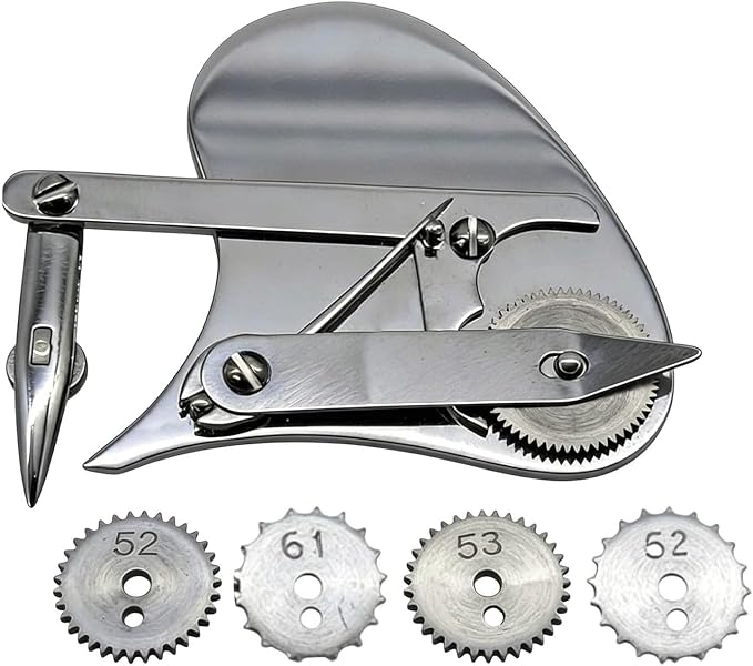 Mechanical Gear Train Ruling Pen - Vintage Precision Dotting Pen Set with 4 Brass Dotting Wheels, Blueprint Drafting Tool for Architects, Designers, Engineers, Technical Drawing Kit (Silver#B)
