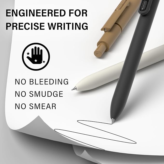 0.7mm Gel Pens Black Ink, 8 Pack Retractable Pens with Fidget Clip | Medium Point Smooth Writing, Quick-Drying, No Smudges, Stress Relief, Journaling, Note Taking, School, Office, Student/Adults