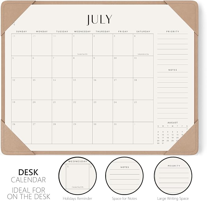 Jotsome Desk Calendar 2026 - 2027 with Desktop Mat, Large Desk Pad Calendar From July 2026 to December 2027 22x17 inch, Desk Blotter Calendar for Home Office and School, Easy Planning, Gift for the Holidays, Apricot