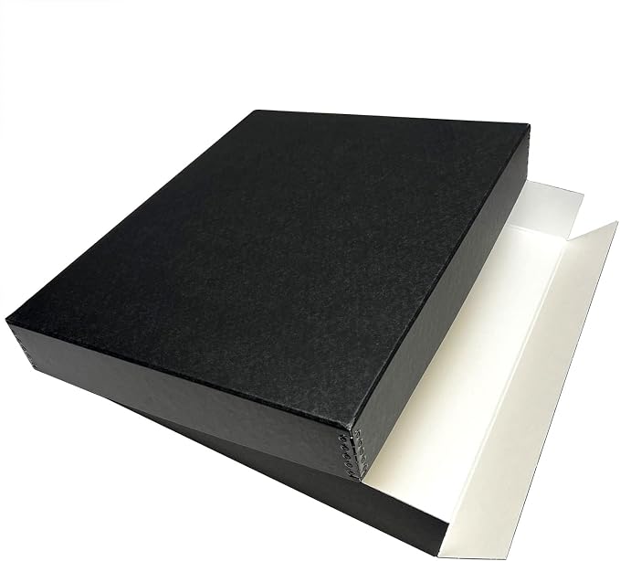 Lineco Museum Archival Storage Box, Drop Front, 16.75x20.75x3 in, Black | Acid-Free with Metal Edge, Preserves Picture Longevity, Organize Photos, Newspapers, Prints, Documents, Crafts, DIY
