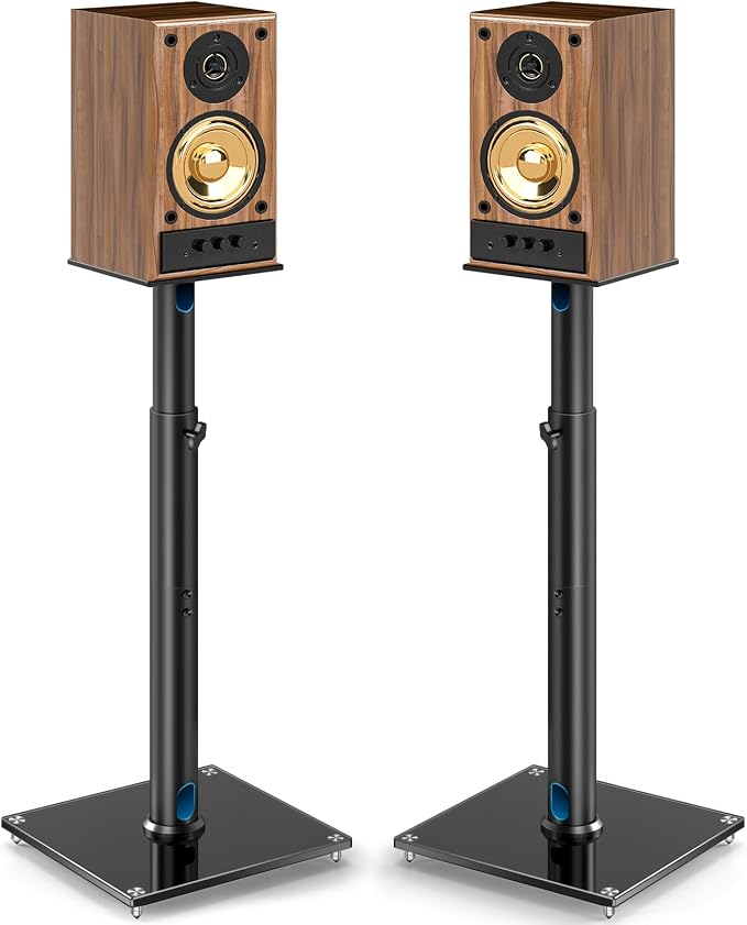 5Rcom Universal Speaker Stands for Surround Sound with 360° Swivel，Height Adjustable Bookshelf Speakers Stand from 32" to 43" with Cable Management, Speaker Stands Pair with Nonslip Pad Easy Install