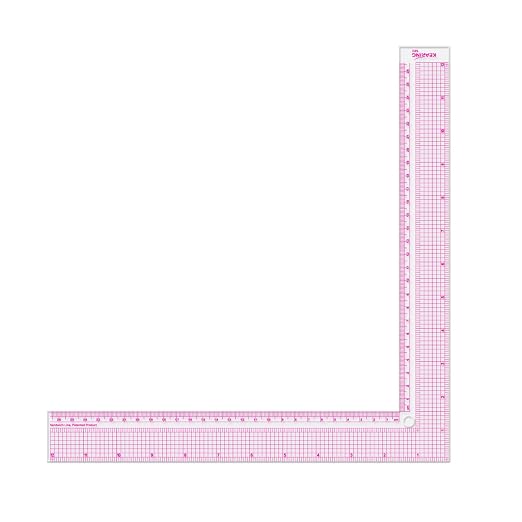 KEARING 12" Plastic L-Square Ruler - Clear Sewing Ruler for Pattern Making | Clear L-shaped right angle ruler for dressmaking and fashion design. Non-rub sandwich line scale for sewing patterns.
