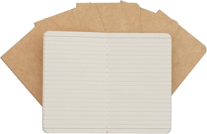 TWONE Pocket Notebook, 6 Pack Softcover Mini Notebooks 3.5" x 5.5" Kraft Brown Notebook Small Memo Notepad for Men Women Kids Traveler Author, 30 Sheets,60 Lined Pages