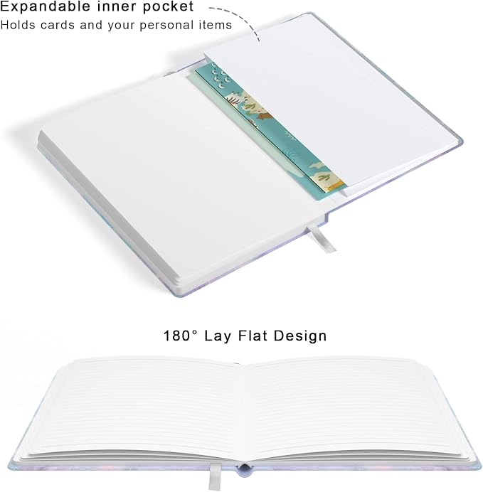 Lined Journal Notebook, Hardcover, Medium 5.7 x 8.4 in, 160 Pages Thick Paper, Cute Aesthetic A5 College Ruled Notebook for Journaling Writing Work Office School Women Men, Colorful Marble