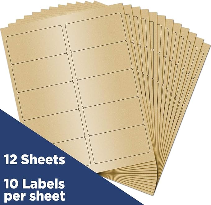 JAM PAPER Shipping Address Labels - Standard Mailing - 2 x 4 - Gold Metallic - 120/Pack