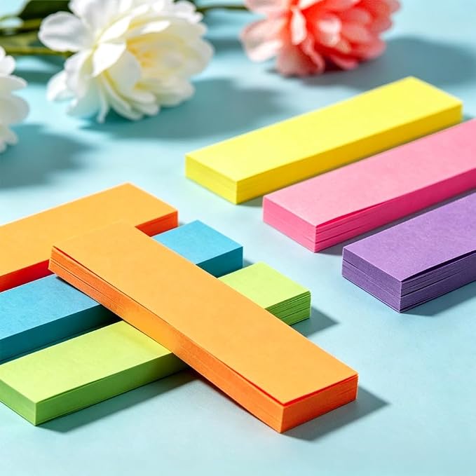 Sticky Notes Small Sticky Notes 30 Pads 6 Colors Mini Long Self-Stick Stickies Note Flags Tabs 0.6×2 100 Sheets Teacher Back to School Supplies and Oﬃce Products