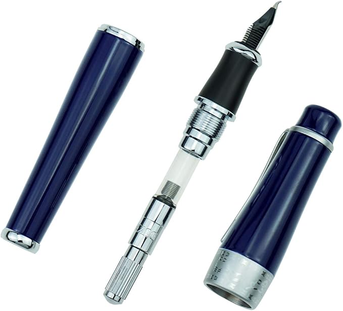 Asvine Duke Charlie Chaplin Commemoration Bent Nib Fountain Pen Dark Blue Color, Calligraphy Collection Fude Pen 0.5-1.2mm line