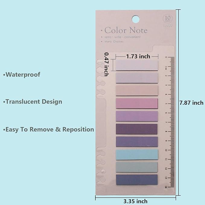 ELII Sticky Tabs 2400pcs - Colored Writable Repositionable Page Markers | Morandi Sticky Note,Strip Index Tabs,Page Tabs,Bible Study,Planning,Safety Material, Smooth Writing,Transparent,Waterproof