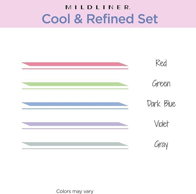 Zebra Pen MILDLINER No Bleed Highlighter, Cool and Refined, Dual Tip, 5-Pk