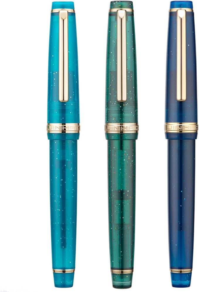 3 Jinhao 82 Fountain Pens Extra Fine Transparent Starlight with Converter | Mini Pocket Fountain Pen Daily Adorably Writing Instrument Writer