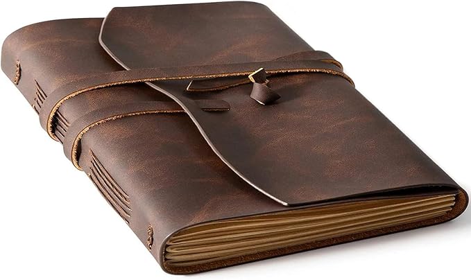 RILIHO Leather Journal Notebook - Genuine Leather Journals for Writing 8x10 Inches, Large Size Vintage Journal For Men and Women, Artist,Travel Journal, Dark Brown