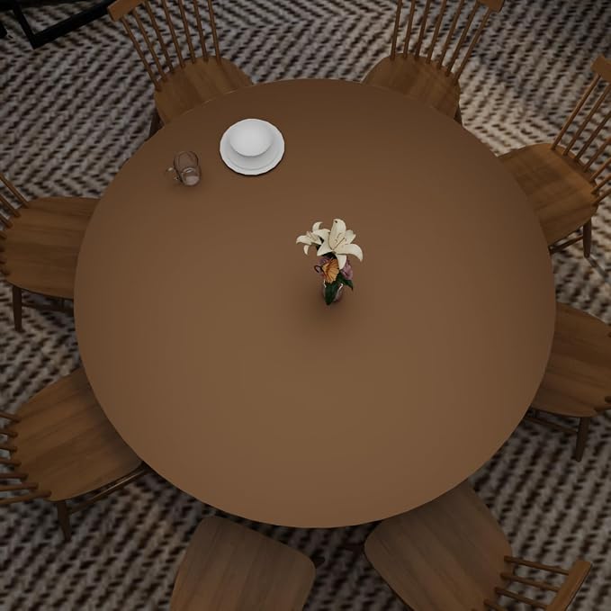 Round Table Cover Protector - Can Be Used On Both Sides Waterproof and Easy to Clean Good Flatness Used for Dining Table(Mud Color+Champagne Gold Dia.41Inch)