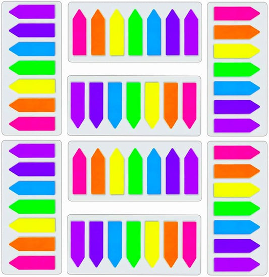 Sticky Notes Flags 1120 Pcs, 7 Color Index Tabs Index Flag Bright Colors Page Index Stickers Translucent Page Makers for Page Bookmarks (Arrows)