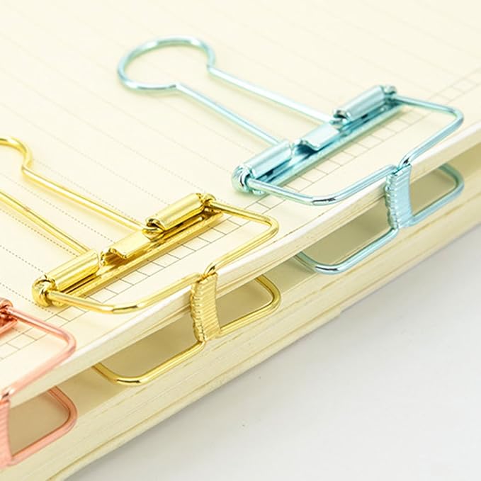 Color Hollow Out Paper Binder Clip Invoice Bill Clip Office Supplies Pack of 10 (M, Bronze)