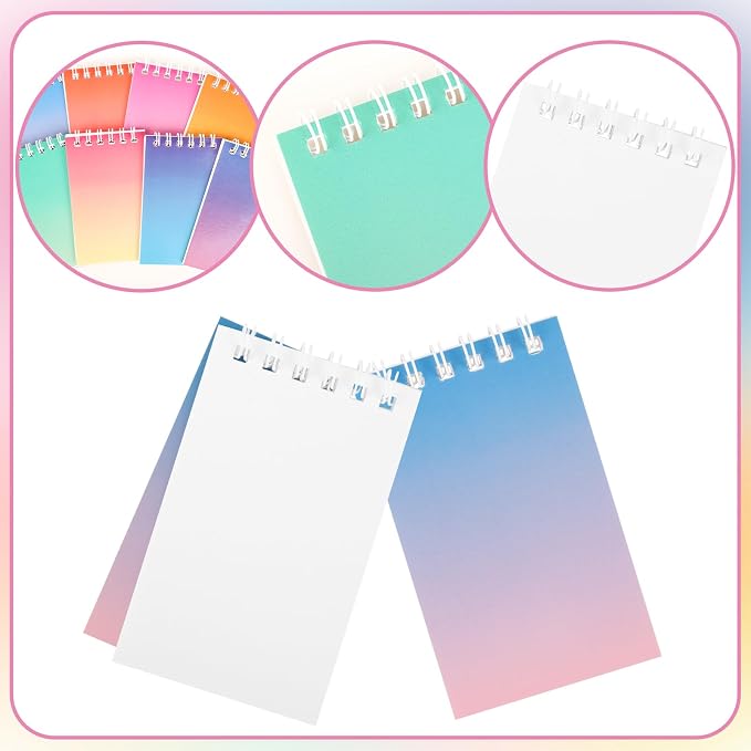 Mini Notebooks Bulk Small Spiral Notebook 24 PCS Mini Journal Pocket Notebooks Set Colorful Cover Notebooks for Party Supplies Teacher Children Classroom Rewards