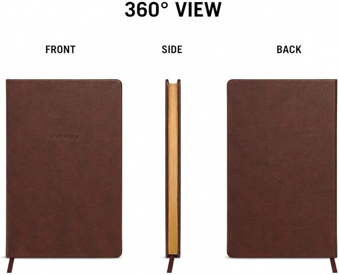 WORLD TRAVELER Large Lined Journal Notebook 256 Ruled White & Ivory Pages | Lay-Flat Binding, Gilded Page Edges Resist Wear, Reinforced Square Corners, Bleed-Resistant Smooth Paper