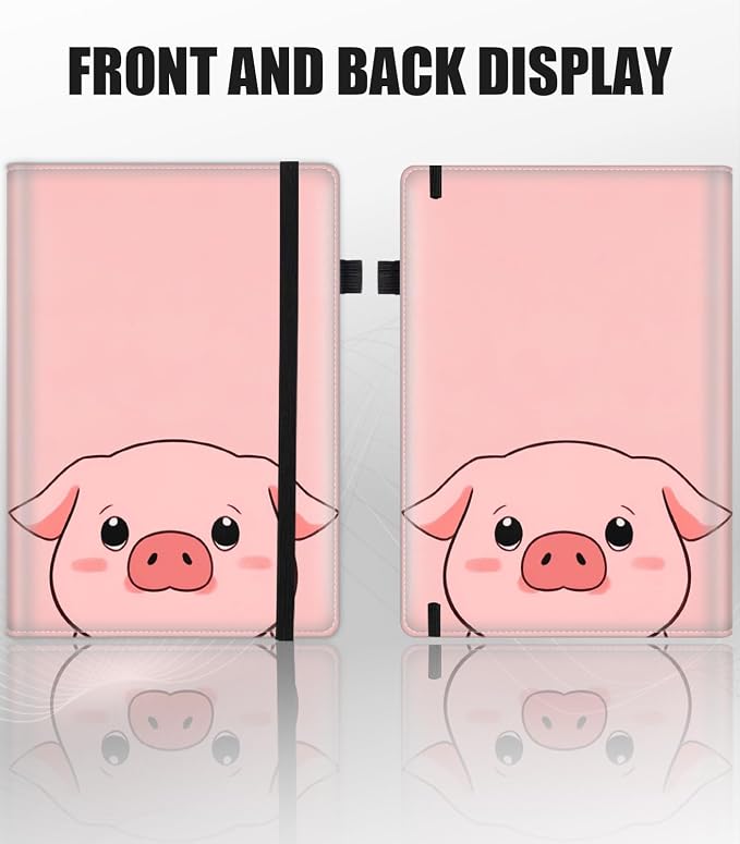 Hardcover Executive Notebooks, A5 PU Leather Lined Journal Notebook, 200 Pages Thick Paper Subject Notebooks for School,Work,Home Writing Business Notebook, Diary Book ， Pink Pig
