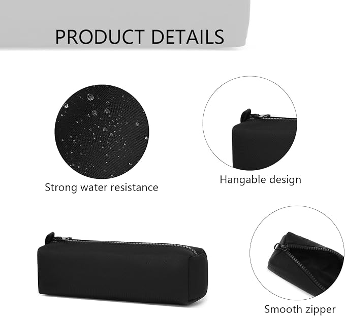 Pencil Case Lightweight and Durable Ideal Pencil Pouch for School and Office Supplies (Black,Oxford)