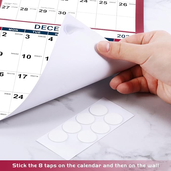 2026-2027 Yearly Wall Calendar - Calendar 2026-2027, 34.8" x 22.8"(Open) | Large Wall Calendar 26-27, July 2026 - June 2027, Full Year Calendar Large, One Page Vertical with Round Stickers - Red