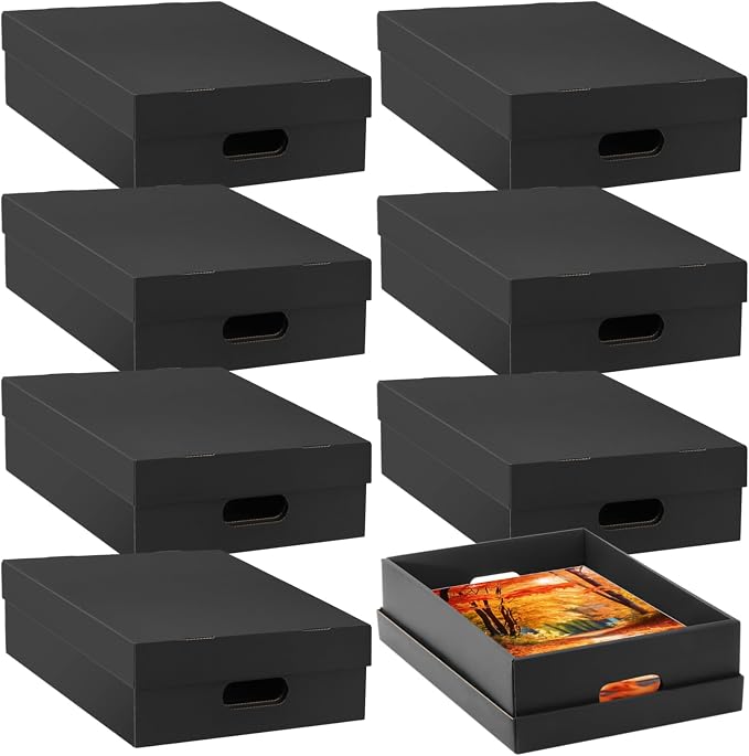 AOBOPLE 8 Pack Photo Storage Box,11" x 14" x 4" Archival Storage Box with Lids,Protective Storage Box for Photo,Pictures,11x14 Documents, Keepsakes and Jewelry Home and Office Organizer