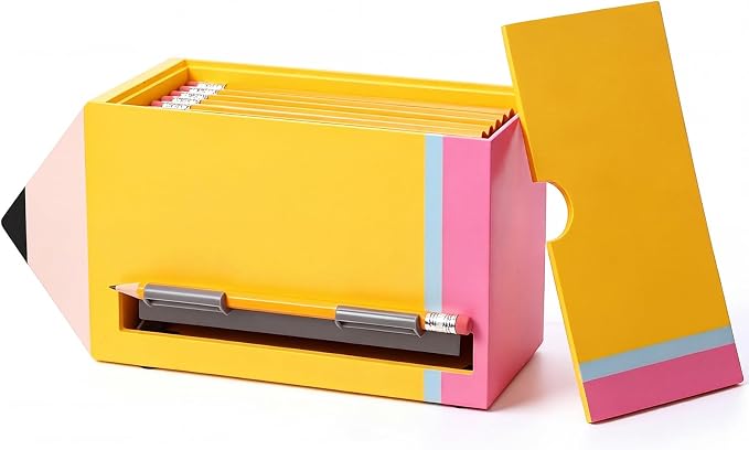 Yalikop 1 Pc Wooden Pencil Dispenser for Classroom Pastel Wood Pencils Holder for up to 200 Pencils Reusable Straw Dispenser for Home Office Teachers Supplies Storage (Irregular Pencil,Pink,Yellow)