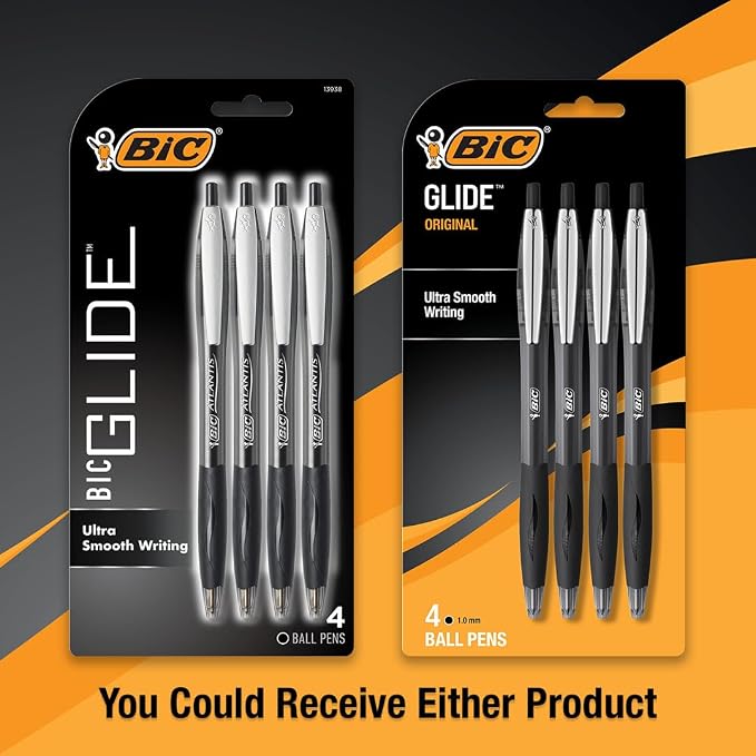 BIC Black Ballpoint Pens, Medium Point 1.0mm | Retractable | Ultra Smooth Writing | 4-Count | Pack of 2
