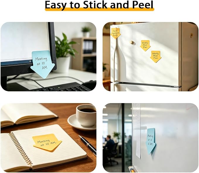 Sticky Notes, Arrow Shape Sticky Notes 8 Pads 8 Colors Cute Self-Stick Stickies Funny Note Pads 100 Sheets Teacher Back to School Supplies and Oﬃce Products