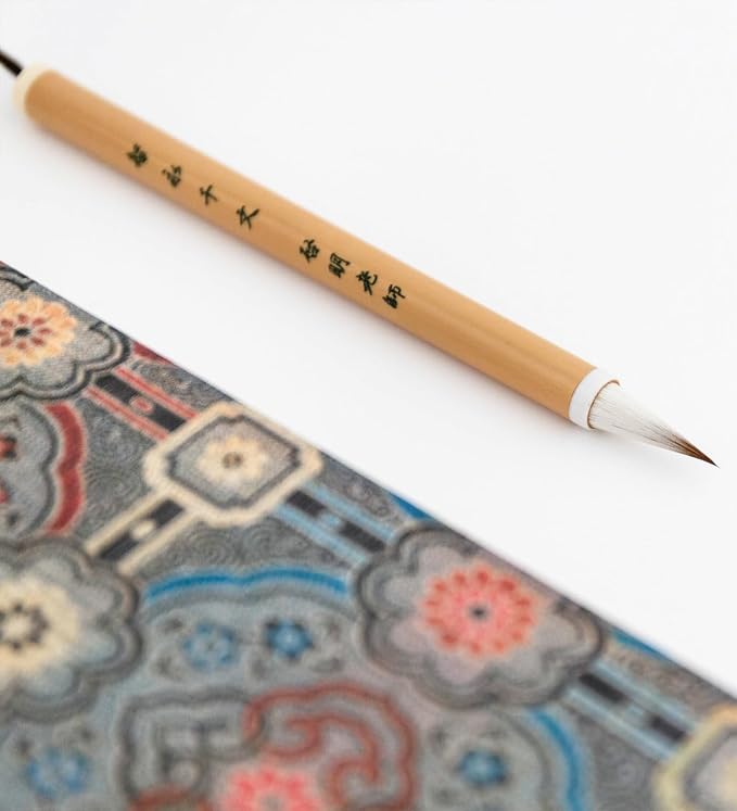 Professional Chinese calligraphy brush, Weasel tail hair Wolf Hair Lang Hao Sumi-e Brush for Zhi Yong's Thousand Character Classic, liquid Ink Brush for Running script Kanji Art, Zhi Yong Qian Wen 1pc