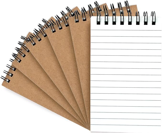 6 Pack 3x5" Spiral Pocket Notebook, College Ruled Small Notepad for School | Mini Notebooks & Small Notebooks, Pocket Notepads, Lined Note Pads for Home Office School Work Travel, Ideal for Quick Notes