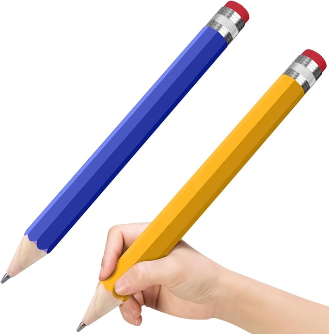 Wooden Jumbo Pencils 13.3'' Funny Giant Pencil For Party Favors Novelty Large Pencil For School Home Office Prop Supplies 2pcs Blue Yellow