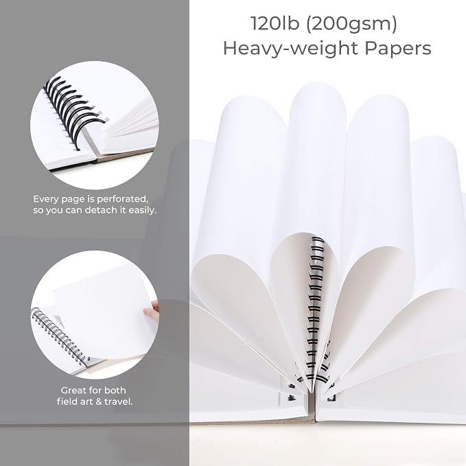 Ohuhu 16.5"x11" Marker Paper Pad Art Sketchbook for Drawing and Sketching | XL A3 Large Sketch Book -120 LB/200 GSM Smooth Drawing Paper -48 Sheets/96 Pages -Spiral-Bound Sketch Pad for Alcohol Markers