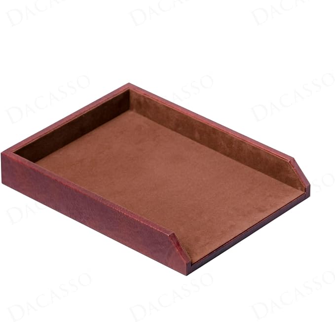 Dacasso Mocha Leather 8-Piece Luxury Desk Accessory Set - Executive Desk Decor - 34" x 20" Leather Blotter Pad & Organization Essentials