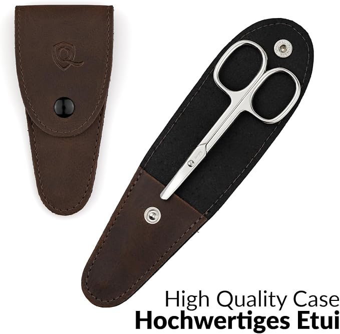 marQus Solingen Round-Tip Nail Scissors (curved) – Premium German Steel for Safe Manicures & Pedicures, Protective Case Included, Also Great for Babies